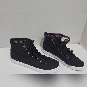 Women's Keds  Black Kick Star High Top Floral Sneakers Size 8.5